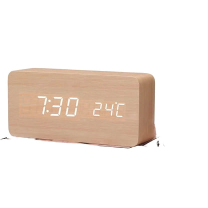 Digital LED Alarm Clock With Voice Control USB Rechargeable Smart Display