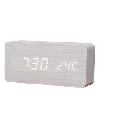 Digital LED Alarm Clock With Voice Control USB Rechargeable Smart Display