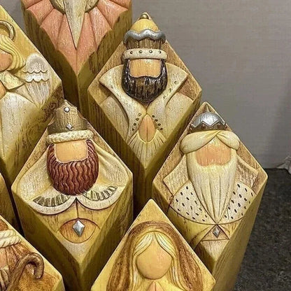 Christmas Nativity Scene Column Statues Set of 3 Indoor Outdoor Decor