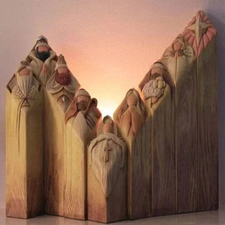 Christmas Nativity Scene Column Statues Set of 3 Indoor Outdoor Decor