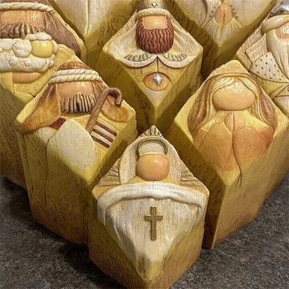 Christmas Nativity Scene Column Statues Set of 3 Indoor Outdoor Decor