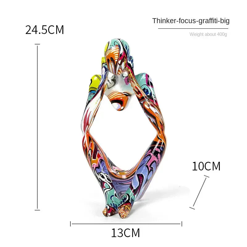 Graffiti Resin Figurine Set with Abstract Design