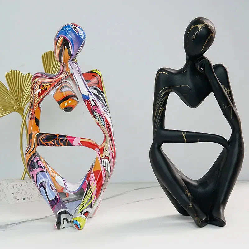 Graffiti Resin Figurine Set with Abstract Design
