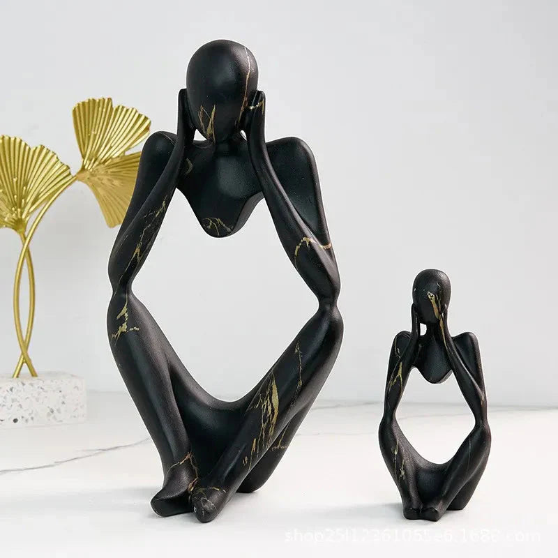 Graffiti Resin Figurine Set with Abstract Design