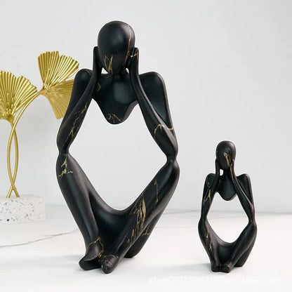 Graffiti Resin Figurine Set with Abstract Design