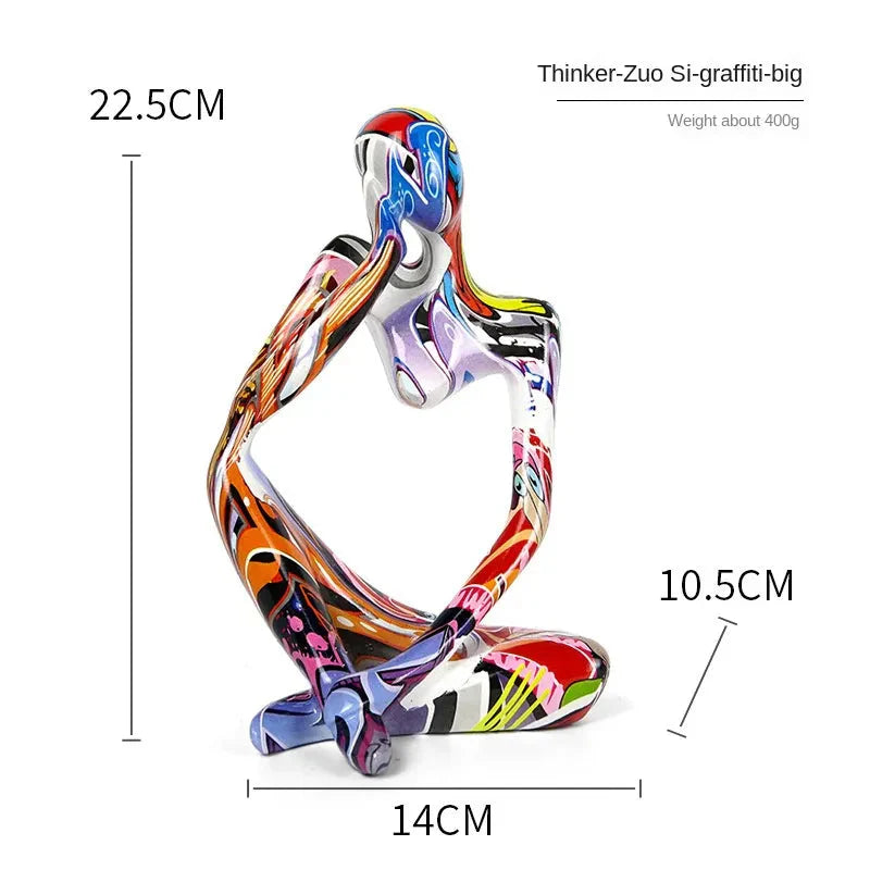 Graffiti Resin Figurine Set with Abstract Design
