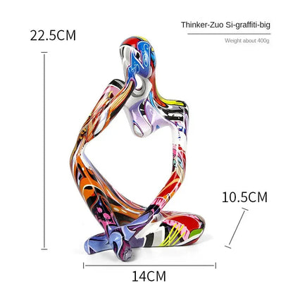 Graffiti Resin Figurine Set with Abstract Design