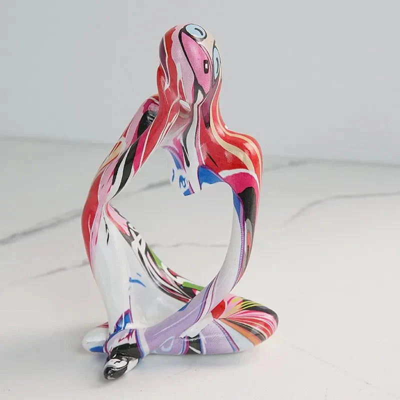 Graffiti Resin Figurine Set with Abstract Design