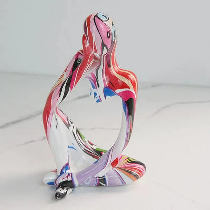Graffiti Resin Figurine Set with Abstract Design