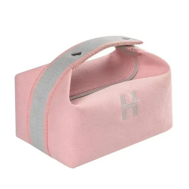 Contemporary Canvas Toiletry Bag with Bold Orange Design