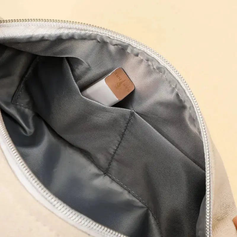 Contemporary Canvas Toiletry Bag with Bold Orange Design