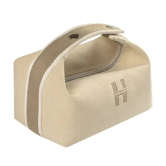 Contemporary Canvas Toiletry Bag with Bold Orange Design