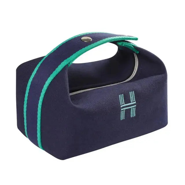 Contemporary Canvas Toiletry Bag with Bold Orange Design