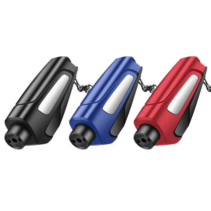 Compact Vehicle Safety Hammer with Window Breaker and Seatbelt Cutter