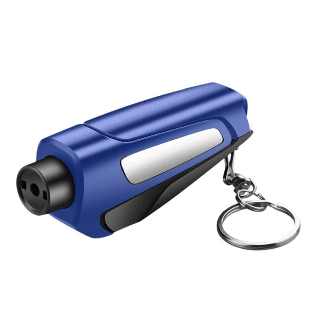 Compact Vehicle Safety Hammer with Window Breaker and Seatbelt Cutter