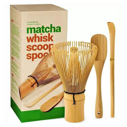 Matcha Tea Set with Bamboo Whisk Spoon and Ceramic Bowl