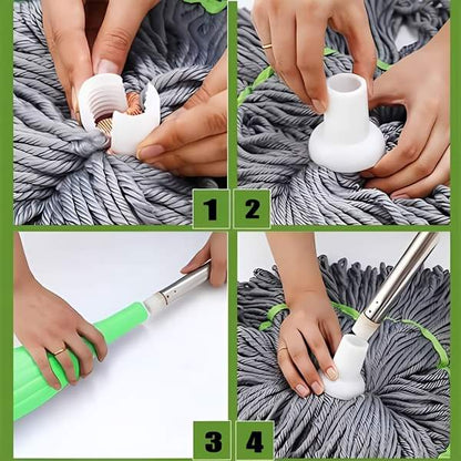 Self-Wringing Rotating Microfiber Mop with 360° Flexible Head