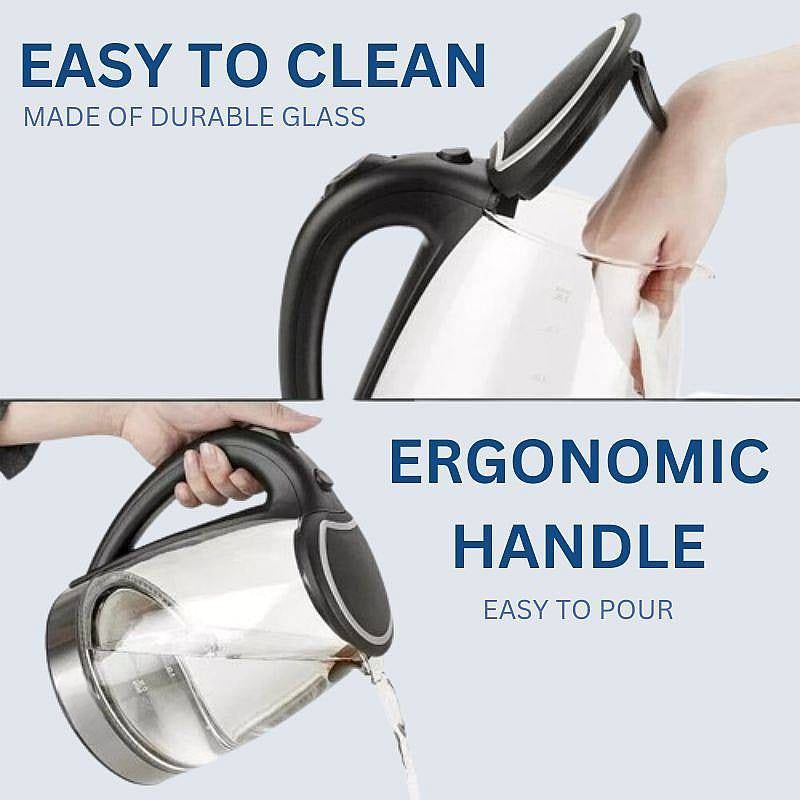 Electric Glass Kettle 1.8L BPA-Free Rapid Boil with LED Light