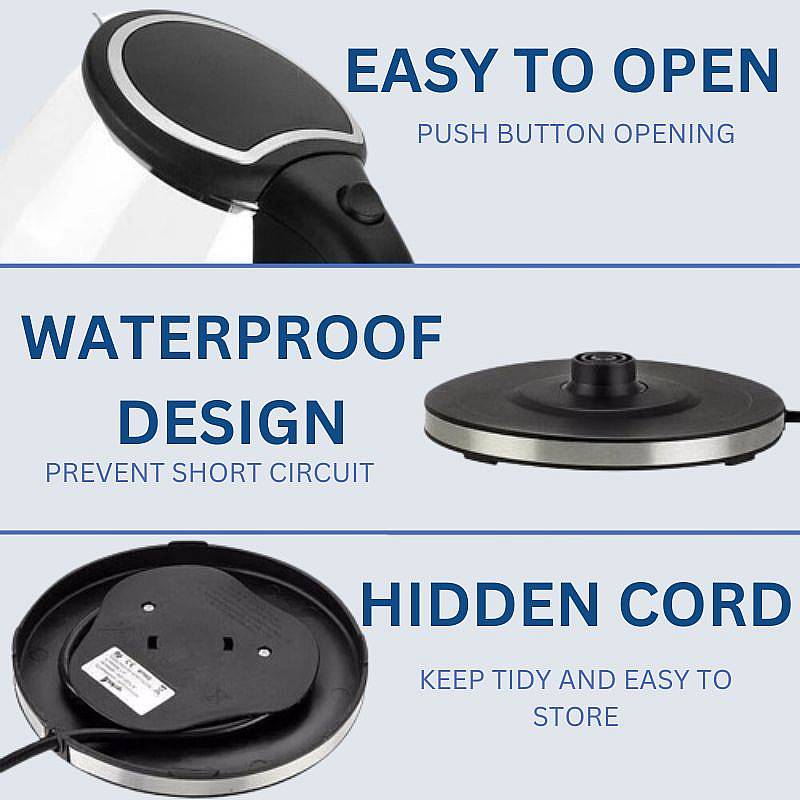 Electric Glass Kettle 1.8L BPA-Free Rapid Boil with LED Light