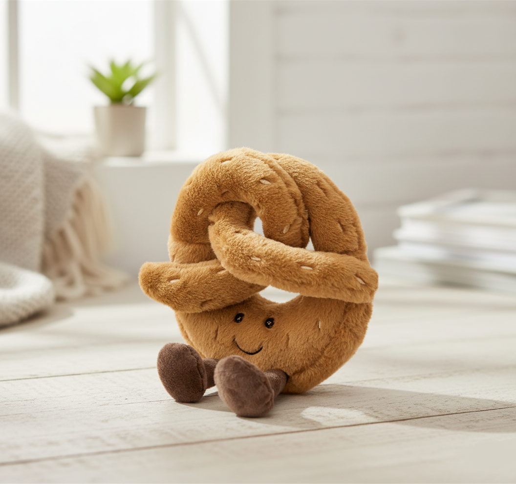 Plush Toy Smiling Pretzel and Toast Duo