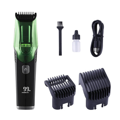 Vacuum-Enhanced Electric Hair Trimmer with LED Display