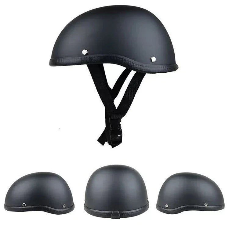 Modern Black Motorcycle Half Helmet with Detachable Components