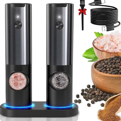 Electric Salt and Pepper Mill USB Rechargeable Adjustable Grinder