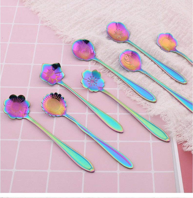 Gold Floral Art Deco Teaspoon Set