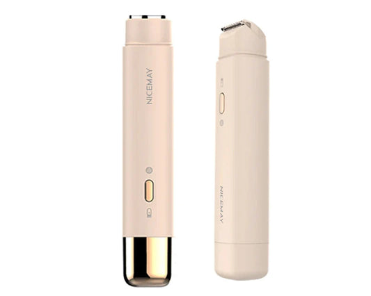 Minimalist Beige Facial Epilator with Glossy Finish