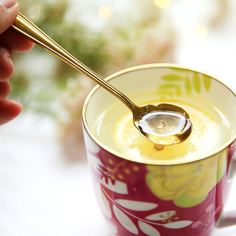 Gold Floral Art Deco Teaspoon Set