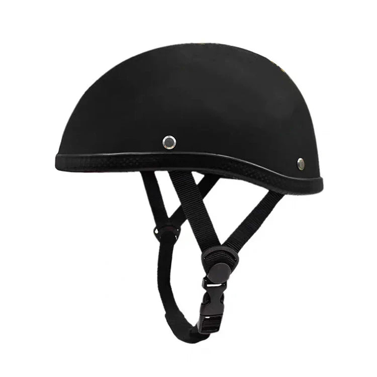 Modern Black Motorcycle Half Helmet with Detachable Components