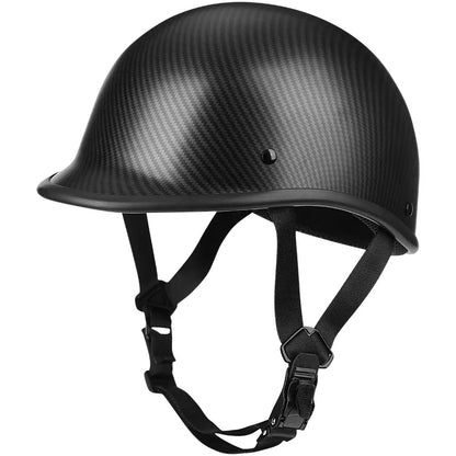 Glossy Black Half Helmet with Adjustable Strap