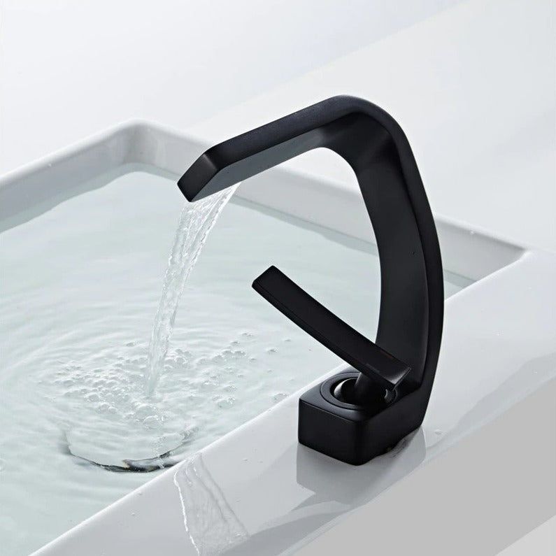 Modern Sleek Chrome Faucet With Waterfall Outlet
