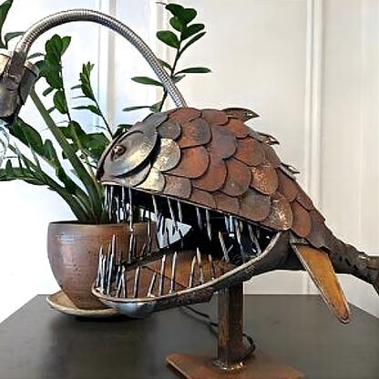 Ocean Creature Desk Lamp Terrifying Anglerfish Design with Warm Light