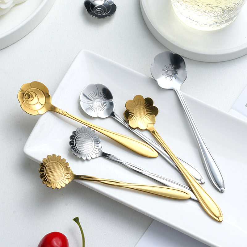 Gold Floral Art Deco Teaspoon Set