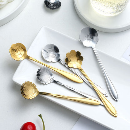 Gold Floral Art Deco Teaspoon Set