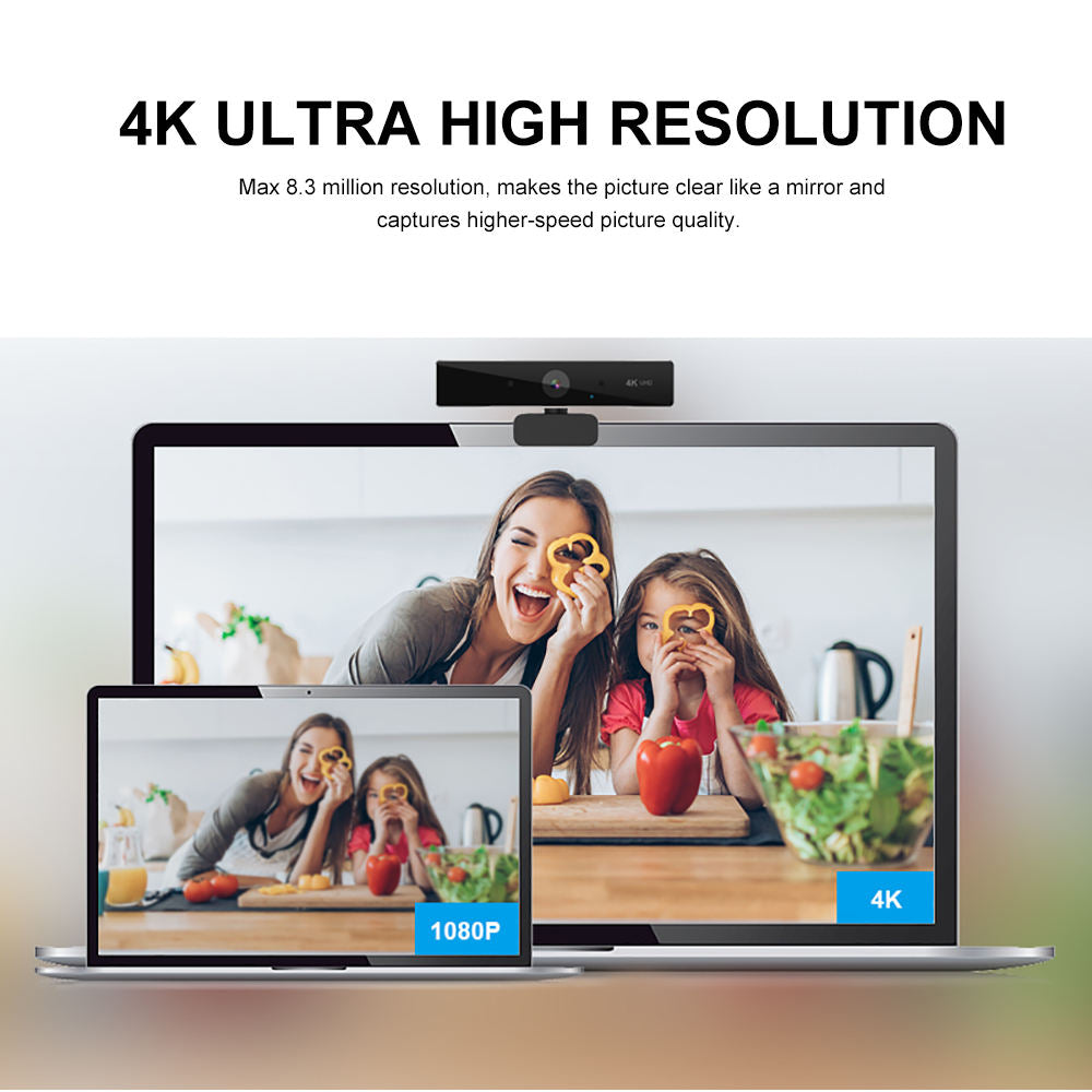 4K Ultra HD Webcam with Autofocus Built-In Mic for Streaming Video