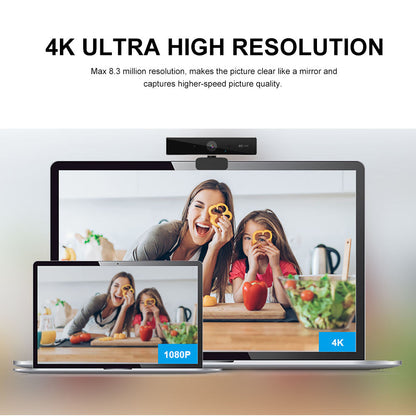 4K Ultra HD Webcam with Autofocus Built-In Mic for Streaming Video