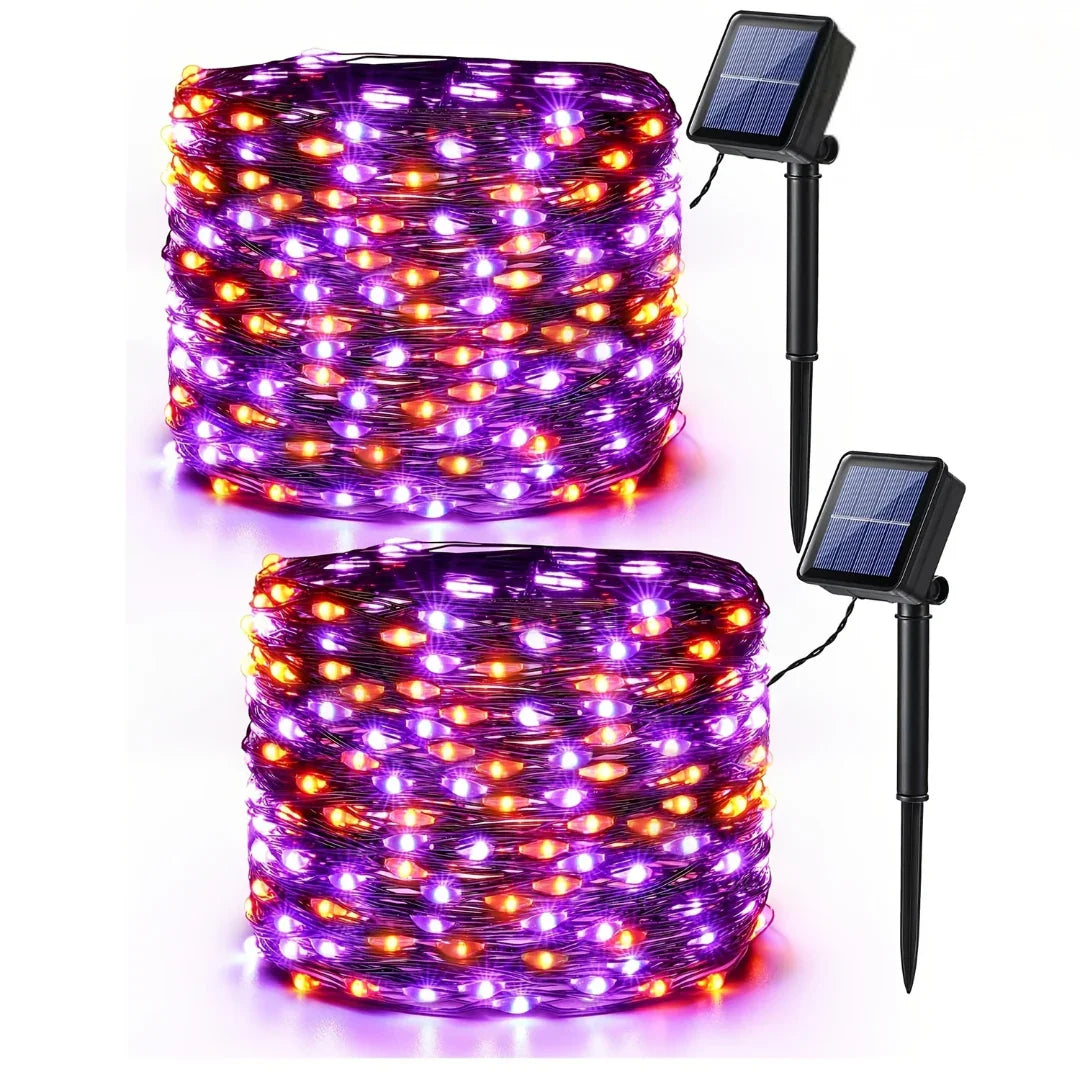 Solar-Powered String Lights Outdoor Orange Purple LED