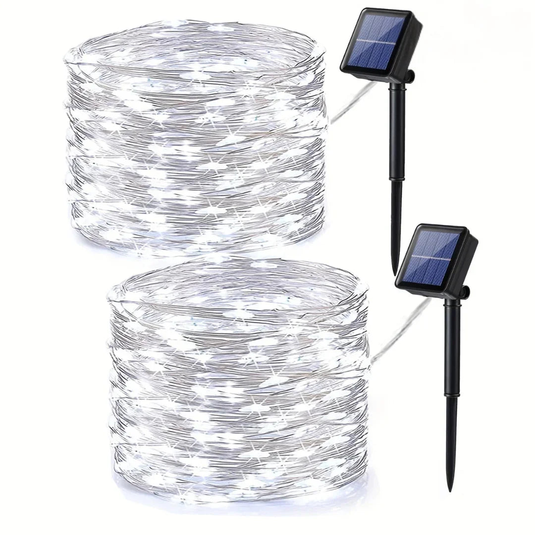 Solar-Powered String Lights Outdoor Orange Purple LED