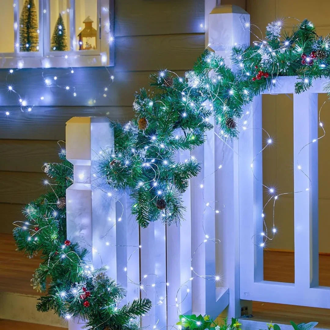 Solar-Powered String Lights Outdoor Orange Purple LED