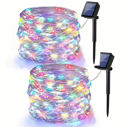 Solar-Powered String Lights Outdoor Orange Purple LED