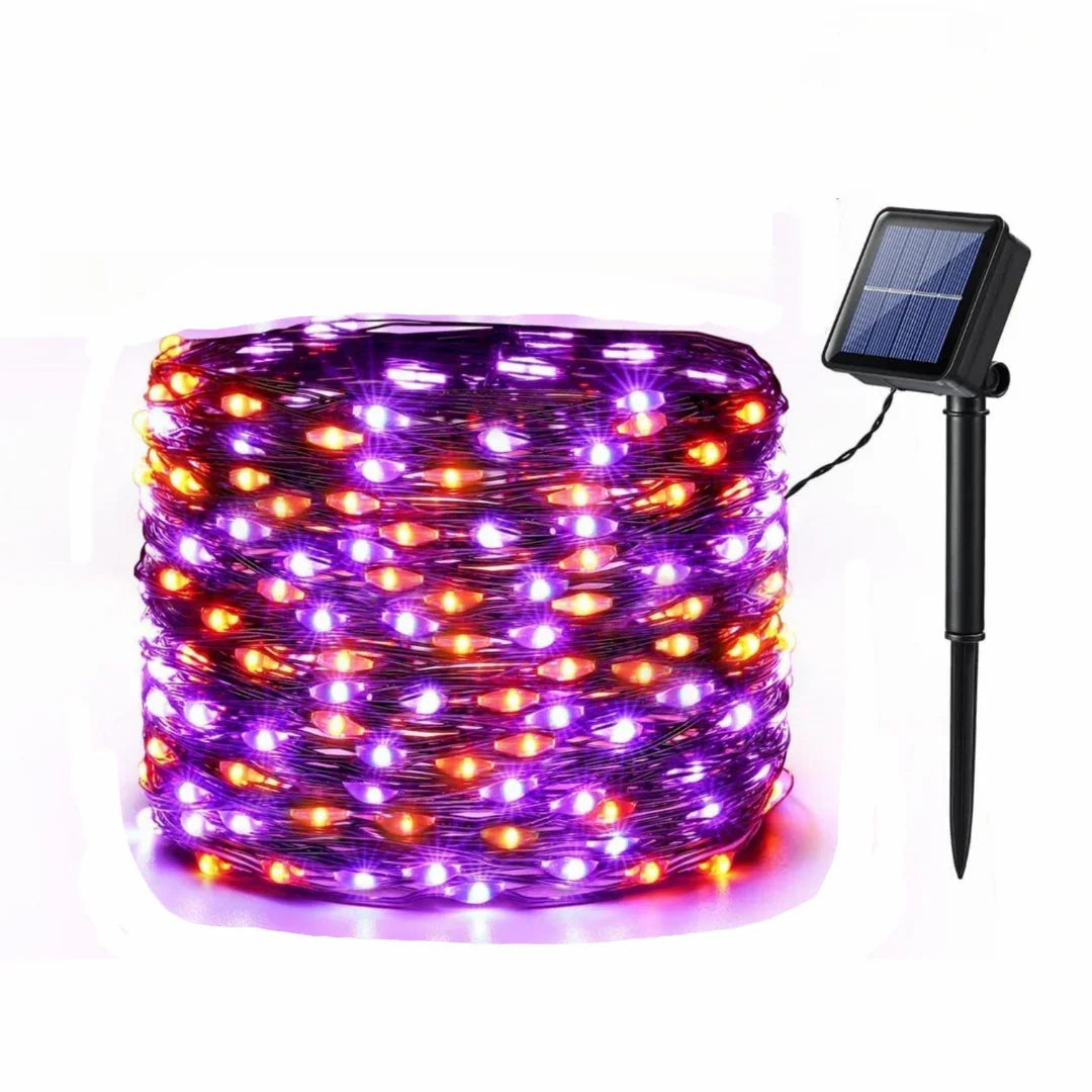 Solar-Powered String Lights Outdoor Orange Purple LED