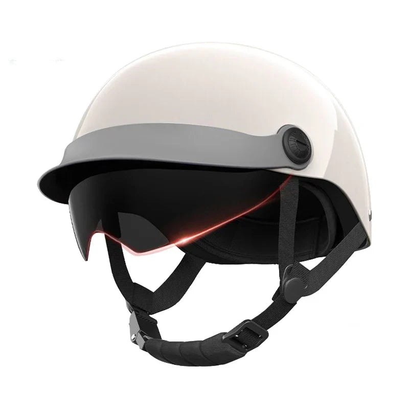 Retro Matte Black Motorcycle Half Helmet with Sun Visor