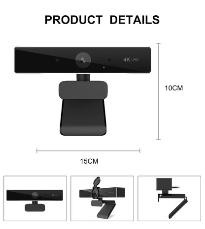 4K Ultra HD Webcam with Autofocus Built-In Mic for Streaming Video