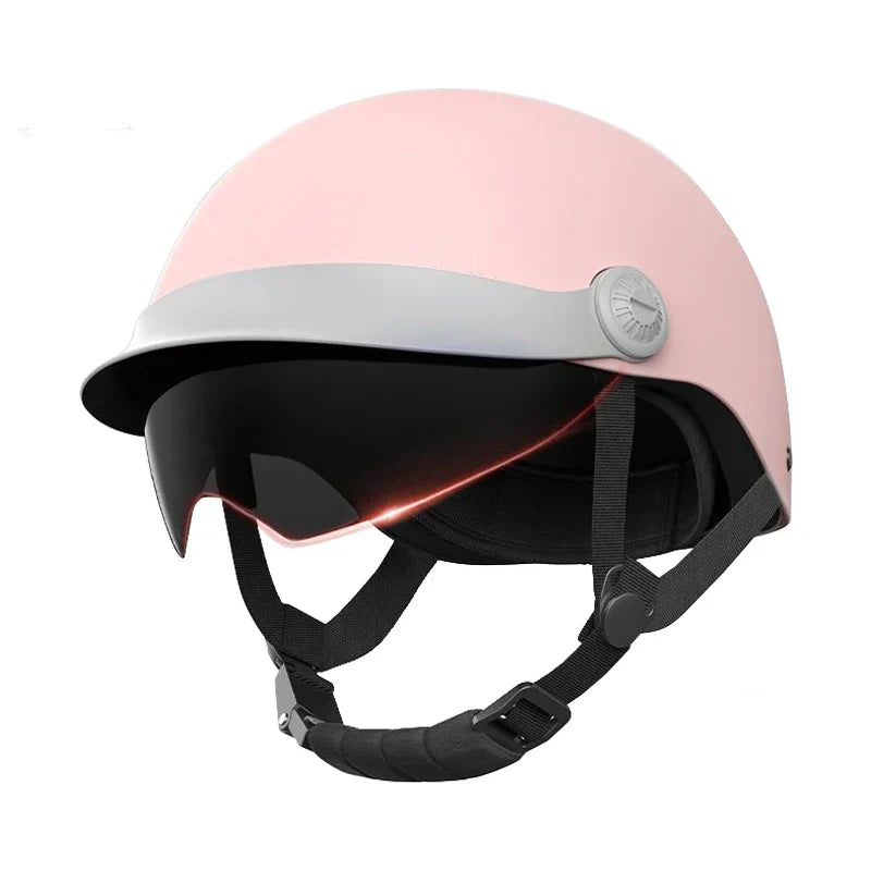 Retro Matte Black Motorcycle Half Helmet with Sun Visor