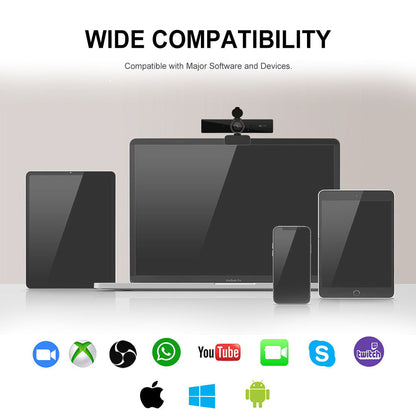 4K Ultra HD Webcam with Autofocus Built-In Mic for Streaming Video