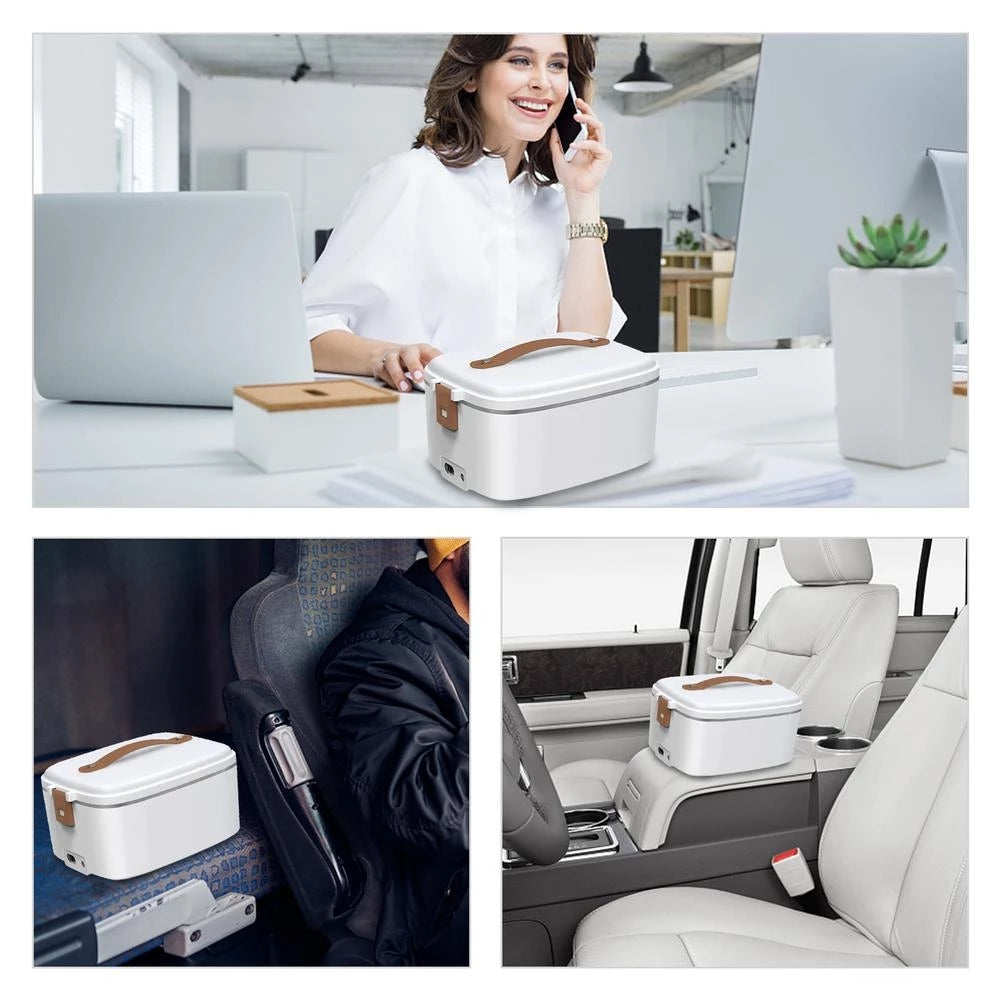 Electric 3-in-1 Portable Lunch Box With Heated Insulated Bag And Cutlery