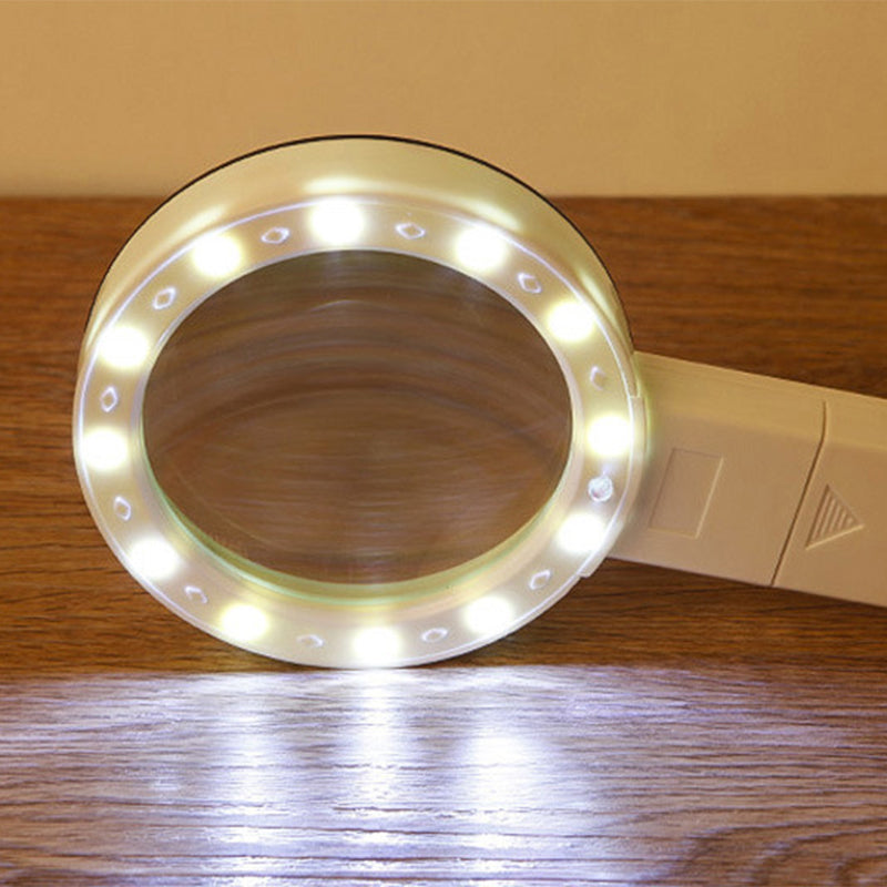 30x Optical Magnifier With 12 LED Lights For Reading Aid