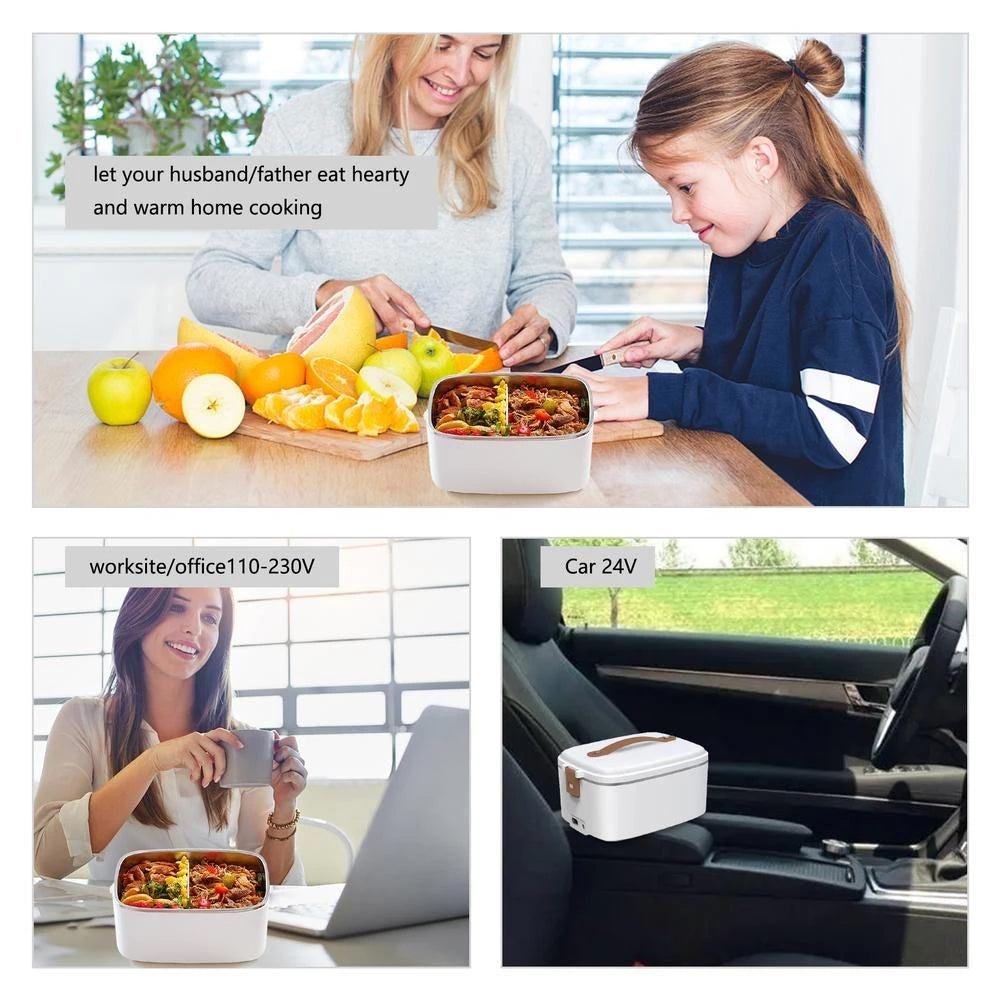 Electric 3-in-1 Portable Lunch Box With Heated Insulated Bag And Cutlery